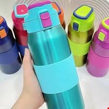 قمقمه حرفه ای براق متالیک استیل دوجداره سری دوحالته نی دار و آسان نوش