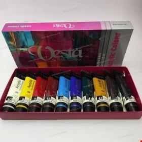رنگ اکریلیک 37 میل وستا بسته 10 عددی