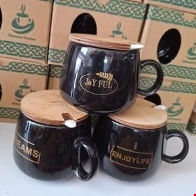 ماگ مشکی سرامیکی درب دار